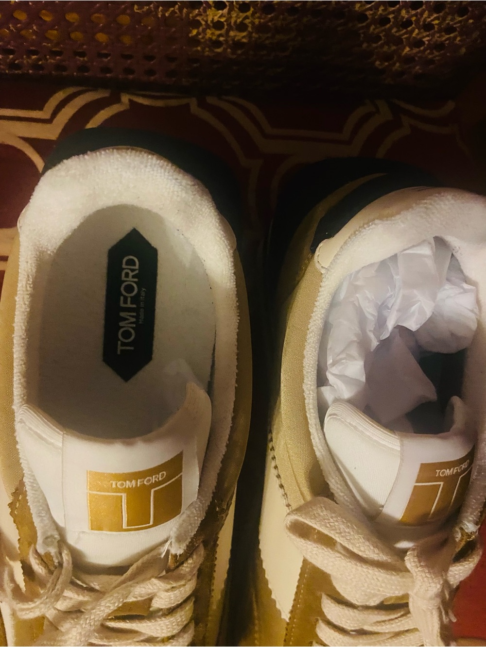 Tom Ford Men's Tan & White Runner Sneakers - Picture 5 of 12
